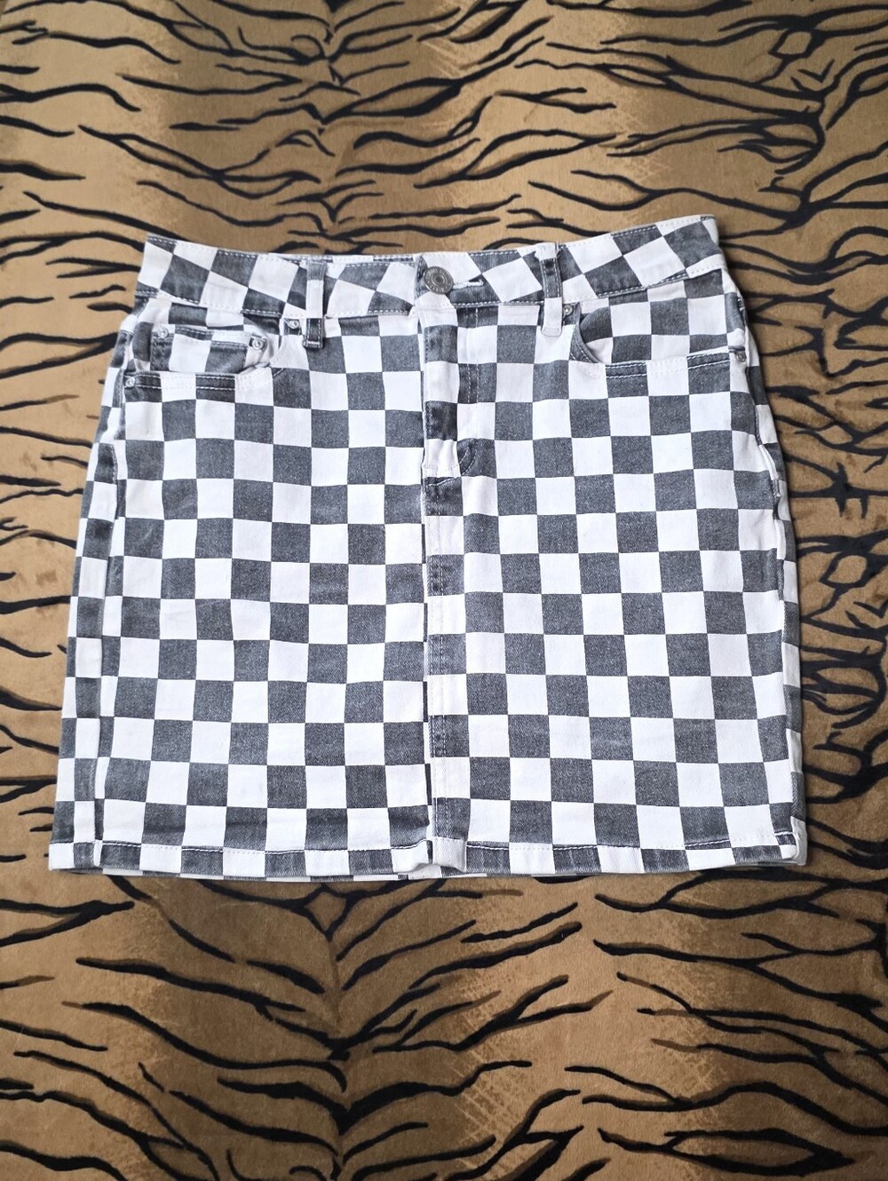 Almost Famous Checkerboard Mini Skirt - Black & White